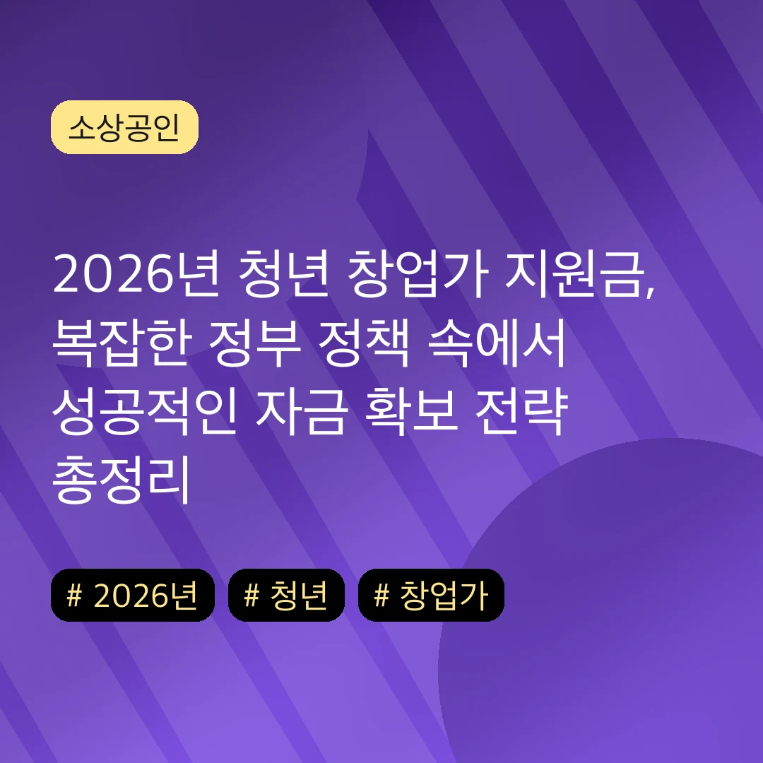 2026년 청년 창업가 지원금, 복잡한 정부 정책 속에서 성공적인 자금 확보 전략 총정리